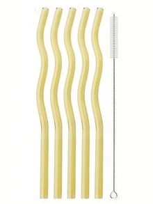 GASUDIN 1/2/5Pcs Wavy Glass Straws With Cleaning Brush, Reusable Colored Borosilicate Glass Straws, Dishwasher Compatible, Drinking Straws For Smoothies, Cocktail, Tea, Coffee, Lemonades, Kitchen Utensils & Holiday Gifts, Back To School - View 29