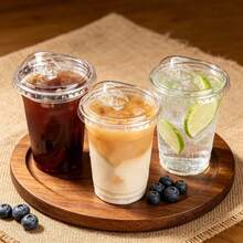 16oz/14oz Set Clear Cups With Lids, Sturdy Straight Lid Ice Drink Cups, Smoothie Cups, Suitable For Cold Drinks, Juice And Milkshakes - Halloween/Christmas/Birthday Party Essentials - Transparent - View 8