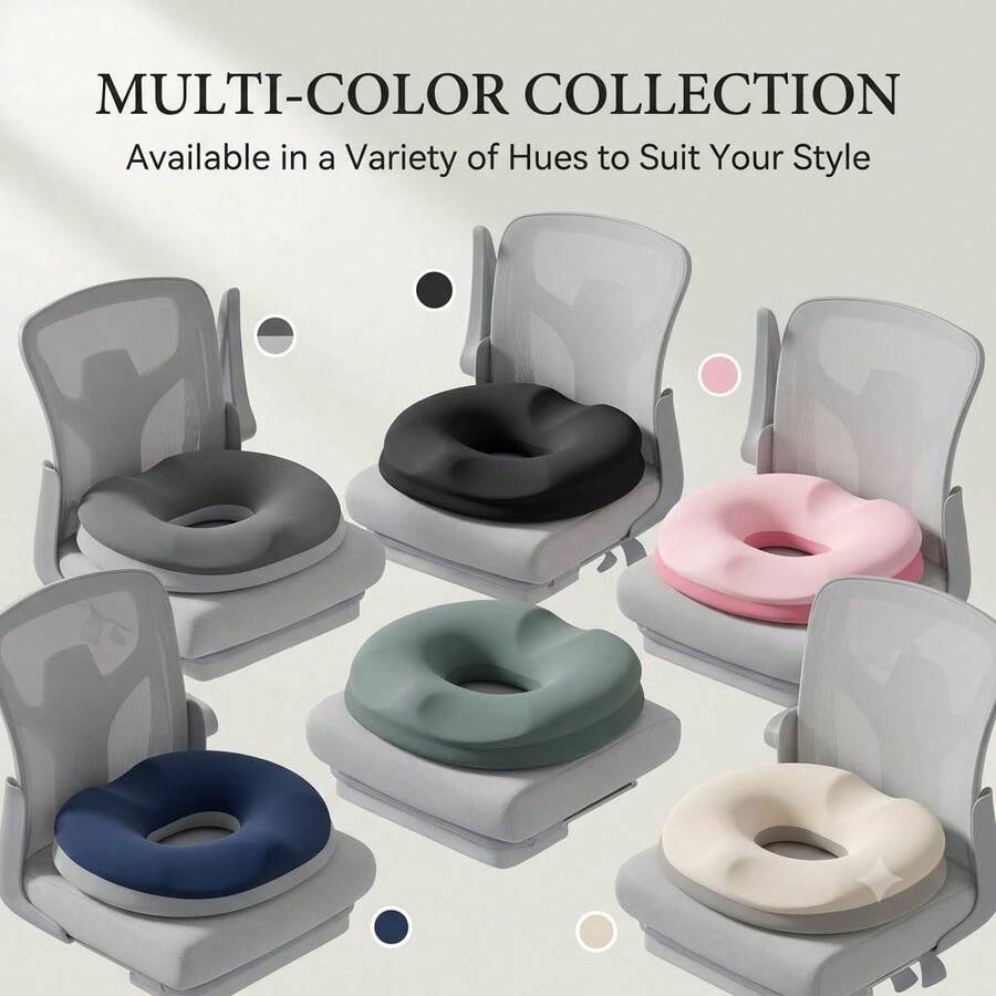 1pc Ergonomic Donut Seat Cushion For Office Chair | Hip And Lumbar Support Pillow, Postpartum Friendly, Suitable For 10 Hours Sitting, Driving And Office Work | Machine Washable Polyester, Modern Comfortable Design, Durable Soft Material
