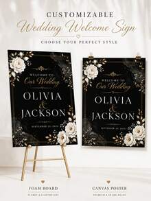 Custom Wedding Welcome Sign, Custom Plaque, Wedding Plaque, Personalized Plaque, Personalized Welcome Sign, Party Gift, DIY Party Entrance Sign, Upload Your Photo, Suitable For Birthday, Retirement, Wedding Party And Home Decor, Photo Welcome Sign, Elegant Photo Wedding Welcome Sign Template, Welcome Board, Wedding Photo Collage, Modern Welcome Sign, Printable Wedding Reception Poster - Multicolor - View 2