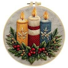 Christmas Decorations Embroidery Kit For Adult Beginners. Includes Manual, Printed Fabric, Hoop, Needles, Threads & Stitch Guide. Great Home Gift For Women. Size: 15x15cm/5.9in Or 20x20cm/7.9in. - Christmas - View 13