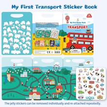 Reusable Jelly Sticker Book With Car, Bus And Other Transportation Themes, Includes 35 Waterproof Transportation Stickers, Early Education Transportation System Cognition For Toddlers - Red and White - View 9