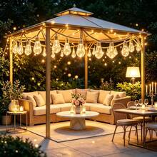 24/16/8 LED Solar Powered Outdoor Fairy String Lights, Hemp Rope Papaya String Lights, 8 Lighting Modes, Suitable For Garden, Yard, Patio, Trees, Camping, Christmas, Halloween, Wedding, Party, Holiday Decoration - Jute Rope String Lights - View 7