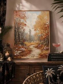 1pc Canvas Wall Art, Framed Wall Decor, Vintage Autumn Forest Path Landscape Canvas Wall Painting, Rustic Autumn Birch Tree Landscape Oil Painting Style Wall Hanging, Suitable For Modern Home Decor, Room Decor, Dorm Decor, Bedroom Decor, Bathroom Decor, Kitchen Decor, Dining Room Decor, Living Room Decor, Office Decor, School Decor, Classroom Decor, Back To School Decor, Autumn Decor, Autumn Poster, Waterproof Poster - A - View 7