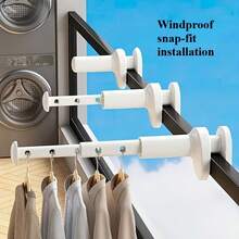 Multifunctional Adjustable Telescopic Clothes Drying Rack With Rotating Clips, White Plastic Material, Space-Saving, Suitable For Dorms, Bathrooms, Closets, Travelers And Small Homes. Lightweight And Compact, Quickly Dries Clothes, Equipped With Strong Clips, Versatile Function, Ideal Laundry Accessory Choice. - Multicolor - View 11