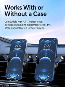 1pc Car Phone Holder With Hook Clip, 360° Rotatable, Easy Operation, Strong Stability, Compatible With 4.7-7 Inch Phones, Suitable For Car Air Vent, Fits Most Car Models, Plug And Play - Twill Style - View 7