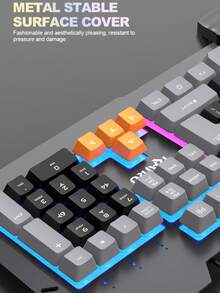 RAIKU T16 Metal Gaming Keyboard And Mouse Set, Universal Wired Keyboard With Metal Panel, 104 Keys, Backlit Keyboard With Wrist Rest, 3-Button Backlit Mouse - View 7