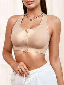 3pcs Of Women'S Sports Bras, Featuring A Front Zipper Design, They Are Breathable And Soft To The Touch, Making Them Ideal For Exercising, Fitness - 彩色 - 查看 5