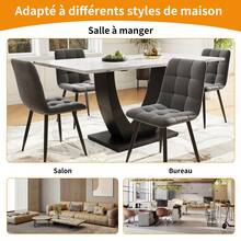 140 X 75.5cm Dining Table, (1 Piece), Modern Kitchen Table, Metal Frame Rectangular Dining Table Made Of Modern Marble Pattern Kitchen Table With Adjustable Feet For Dining Room Living Room, White/Black, 140 X 75 X 75.5 Cm - Black - View 5