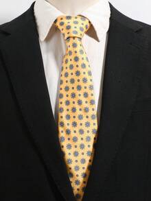 1PC Men's Fashion Casual Versatile Vintage Small Coin & Flower Pattern Tie, Suitable For Daily Wear, Shopping, Business, Party, Banquet, Dating - Multicolor - View 11