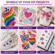 Sparkling Rhinestone Set, Colorful Resin Flat-Back Rhinestone Set With Pen, Tweezers And Other Tools, DIY Fashion Decoration Accessories, Suitable For DIY Diamond Painting, Clothing Decoration And Other Handmade Crafting Scenarios - A - View 3