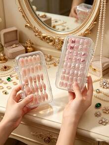 60/30/10/1pc Portable Nail Salon Popular Wearable Nail Art Accessories Storage Display Box, 3-Fold 3-Layer Transparent Dust-Proof Nail Storage Box - Multicolor - View 4