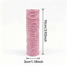Blooming Rose Pattern Clay Relief Texture Roller – DIY Pottery Craft Rolling Pin Tool For Polymer Clay, Ceramic Art, Fondant, Cookie Dough, Soft Clay Embossing,Ideal For Romantic Tiles, Floral Projects, Beginners & Professionals - Blooming Rose Pink - View 2