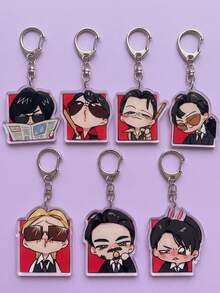 1pc/7pcs Bangtang K-Pop Keychains, K-Pop Style Durable Acrylic Asymmetrical Shape, Suitable For Back To School, Concert Support, Fan Gifts, Birthday, Valentine's Day, Christmas, New Year, Graduation, Anniversary, Travel Souvenir, Couple Gifts And Daily Wear - Multicolor - View 6