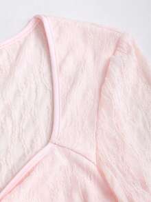 Fall Clothes For Women Wide Strap Bow Textured Lace Fabric Top, Sweet & Fashionable, Suitable For Daily Wear,Festival Outfits Women,Fall Outfits Tops - Baby Pink - View 7