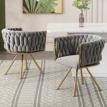 Set Of 4 Dining Chair Space Grey Gold Velvet - 灰色 - 查看 3