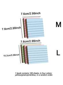 100pcs Line Grid Sticky Notes, 4 Colors Portable Student Note Marking Writing Stickers, Self-Adhesive Easy-To-Stick Memo Pads, Suitable For Office, Home, School, Large/Medium 2 Styles, Back To School Office Assistant - Multicolor - View 4