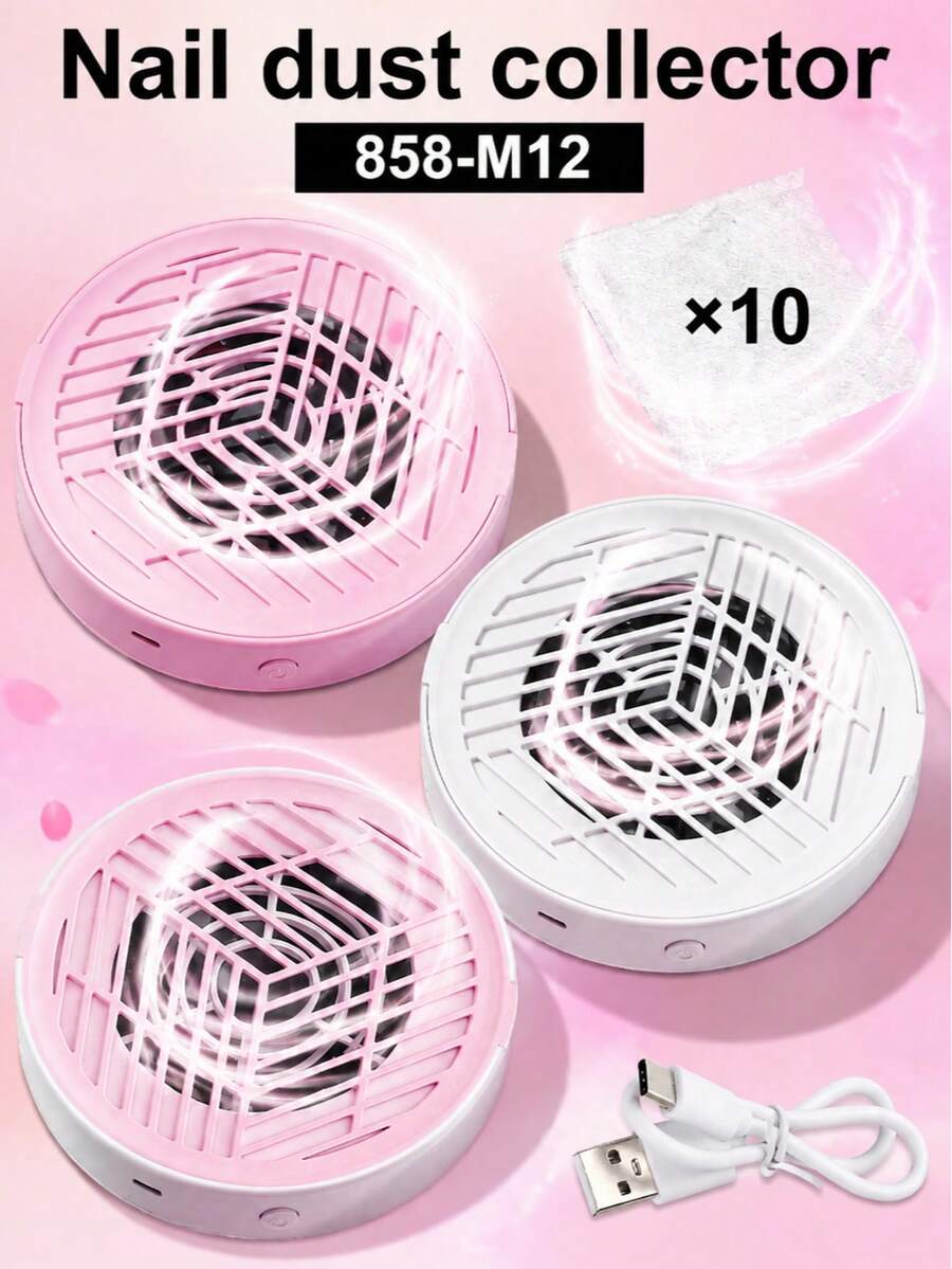 美甲集塵機 壓克力美甲集塵器 美甲風扇 美甲清潔器 附濾紙（10張） 強力除塵 低噪音 適用於凝膠美甲拋光沙龍與居家使用 美甲用品 情人節禮物