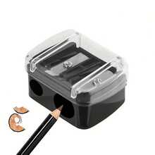 1pc Dual-Hole Precision Pencil Sharpener, Also Suitable For Eyebrow Pencil, Lip Liner, Eyeliner And Other Pencils, Perfect As A Gift Or Essential School Supply - Black - View 5