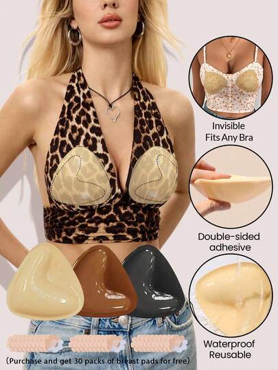 2pcs/Set Double-Sided Adhesive Invisible Bust Pads, Seamless Breast Enhancers, Reusable Bust Pads Suitable For Strapless, Backless Dresses, Swimwear And Sports Bras