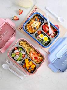 1pc 720ml Adult Lunch Box With Utensils And Leak-Proof Lid, 3-Compartment Divided Lunch Box, 1pc Durable 304 Stainless Steel Leak-Proof Lunch Box With Stainless Steel Utensils, Easy To Clean, 1pc Insulated Food Container, Vacuum Lunch Box - Multicolor - View 9
