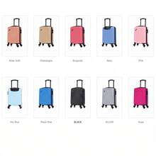 16" ABS Diamond-Textured Carry-On Spinner Luggage, TSA Lock - Black - View 6