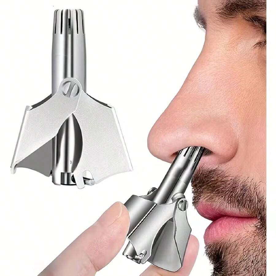 Manual Nose Hair Trimmer - Stainless Steel Mechanical Nose And Ear Hair Trimmer. Portable, Washable, Battery-Free Grooming Tool, Unisex. - Multicolor - View 1