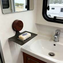 Suction Cup Walnut Wood Soap Holder, Shower And Bathroom Soap Rack, Walnut Wood And Stainless Steel Frame, With Self-Draining Design, Detachable, Reusable, Waterproof, Suitable For Shower, Bathtub, Kitchen, Toilet, Easy Installation - Multiple Styles - View 7
