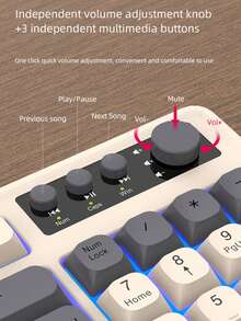 RAIKU Gaming Keyboard And Mouse Set, 3-Color Wired Illuminated Desktop 98-Key Multi-Color Keyboard, 6-Button Illuminated Mouse, Keyboard And Mouse Set - View 8