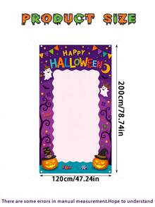 Large Purple Pumpkin Moon Halloween Photo Frame Backdrop, Cute Cartoon Ghost Hanging Decor Selfie Prop, Baby Bath No-Scare Halloween Party Decoration, Selfie Photo Prop Baby Bath Halloween Party Decor, Trick Or Treat Photo Banner, Halloween Theme Party Supplies - Multicolor - View 8