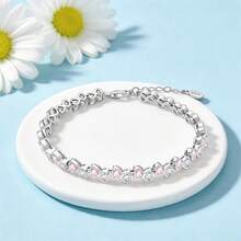 1pc S925 Sterling Silver All-Match Bracelet, Multiple Colorful Zirconia Tennis Chain And Bead Chain Styles, Compatible With DIY Beaded Pendants, Minimalist Luxury Style, Includes Extension Chain For Adjustable Size, Comes With Gift Box, Versatile Handmade Jewelry All-Match Silver Chain Accessory - Multicolor - View 10