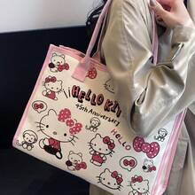 Tas Tangan Sanrio Hello Kitty, Kapasitas Besar, Desain Resleting, Ringan & Modis, Cocok Untuk Wanita - MultiWarna - View 2