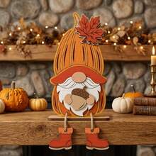 2D Flat Wooden Autumn Pastoral Country Style Desktop Decor, Autumn Hanging Leg Decoration, Scarecrow, Ghost, Gnome, Turkey Shaped Ornaments - A - View 10