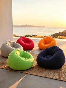 Portable Inflatable Bean Bag Sofa Chair, Soft Velvet Leak-Proof Slouchy Sofa, Lightweight Foldable Inflatable Sofa, Suitable For Camping, Balcony, Garden, Indoor Games, Beach And Travel Use - Multicolor - View 2