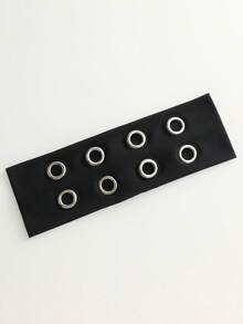 Punk Gothic Black White Grey Metal Eyelet Headband, Wide Elastic Non-Slip Hair Hoop, Suitable For Yoga Sports, Avant-Garde Metal Buckle Eyelet Daily Fashion Women's Hair Accessory - Multicolor - View 12
