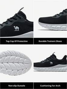 CAMEL CROWN Men's Outdoor Running Shoes, Summer Anti-Slip Comfortable Casual Versatile Jogging Sports Shoes - Black/White - View 5