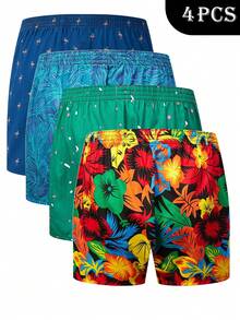 4 Packs Men's Multicolor Cotton Briefs, Stylish And Comfortable With A Printed Design; Boxer Briefs; - Multicolor - View 2