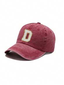 1pc Unisex Printed Washed Distressed Baseball Cap,Soft Adjustable Trucker Hat For Women Men,Gift,Summer,Beach,Holiday,Travel,Sports Streetwear - Burgundy - View 10