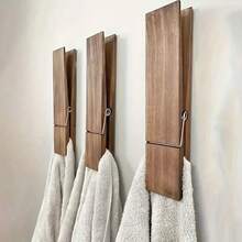 Large Wooden Clothes Pins Durable Rust-Resistant Towel Underwear Clothes Pegs Practical Home Supplies - Brown - View 2