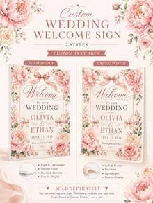 Custom Wedding Welcome Sign, Custom Plaque, Wedding Plaque, Personalized Plaque, Personalized Welcome Sign, Party Gift, DIY Party Entrance Sign, Upload Your Photo, Suitable For Birthday, Retirement, Wedding Party And Home Decor, Photo Welcome Sign, Elegant Photo Wedding Welcome Sign Template, Welcome Board, Wedding Photo Collage, Modern Welcome Sign, Printable Wedding Reception Poster - Multicolor - View 3