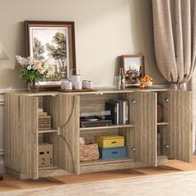 Sideboard Mit Regalen, Sideboard Mit Rebounder, Natürliche Holzmaserung - 彩色 - 查看 10