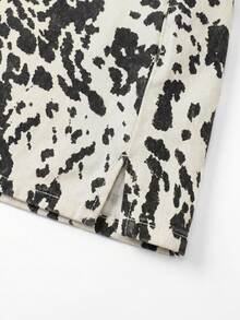 VIBEWAVE American Street Retro Leopard Print Denim Mini Skirt For Women, High Waist Slimming A-Line Design With Pockets - White - View 6