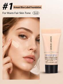 Giorgio Armani Sampel Mini Blue Label Liquid Foundation 5ml, Shade 1 Ivory, Alas Bedak Tahan Lama, Melembapkan, dan Sempurna, Cocok untuk Kulit Kering - Biru - 5ml - View 1
