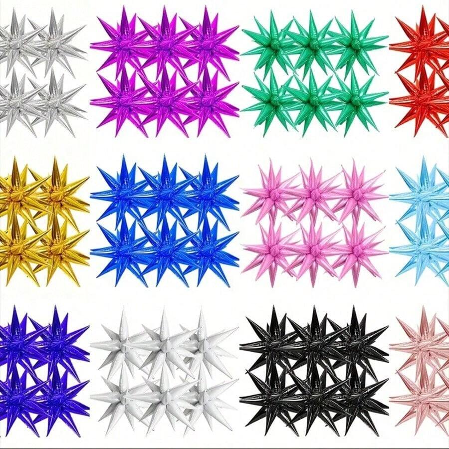 6pcs 22-Inch Starburst Foil Balloons, Suitable For Party Background Decoration For Halloween, Christmas, Birthdays, Weddings, Anniversaries, Graduations, Etc., Available In Multiple Colors