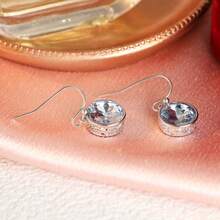 New Minimalist Long Blue Cubic Zirconia Dangle Ear Hooks, Hypoallergenic Earrings, Exquisite Gift For Best Friends - Silver - View 4