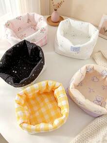 Cute Bow Star Storage Bucket Portable Multi Functional Mini Storage Bucket Makeup Brush Rack Skincare Box Foldable Storage Box,Storage Bags - Multicolor - View 4