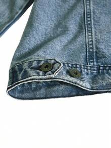 Chaqueta vaquera casual de corte ajustado para hombre, chaqueta acolchada a cuadros con estilo retro lavado: el regalo ideal para padres, hermanos y novios en sus cumpleaños o vacaciones. - Light Blue - Ver 4