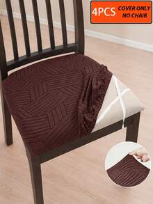 4/6pcs Set Jacquard T-Shaped Striped Plaid Elastic Table & Chair Covers, Suitable For Home, Hotel, Restaurant, All Seasons - Multicolor - View 11