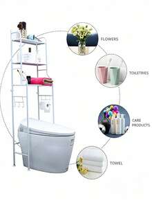 Over‑The‑Toilet Storage Shelf With Three‑Tier Storage Design; Sturdy Metal Frame, Size Fits Toilets, Easy To Install, Stores Bathroom Sundries For Tidiness And Space‑Saving. - Random Color - View 6
