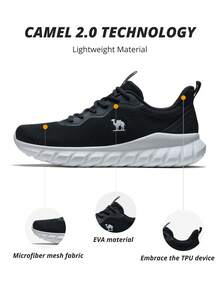 CAMEL CROWN Men's Outdoor Running Shoes, Summer Anti-Slip Comfortable Casual Versatile Jogging Sports Shoes - Black/White - View 3